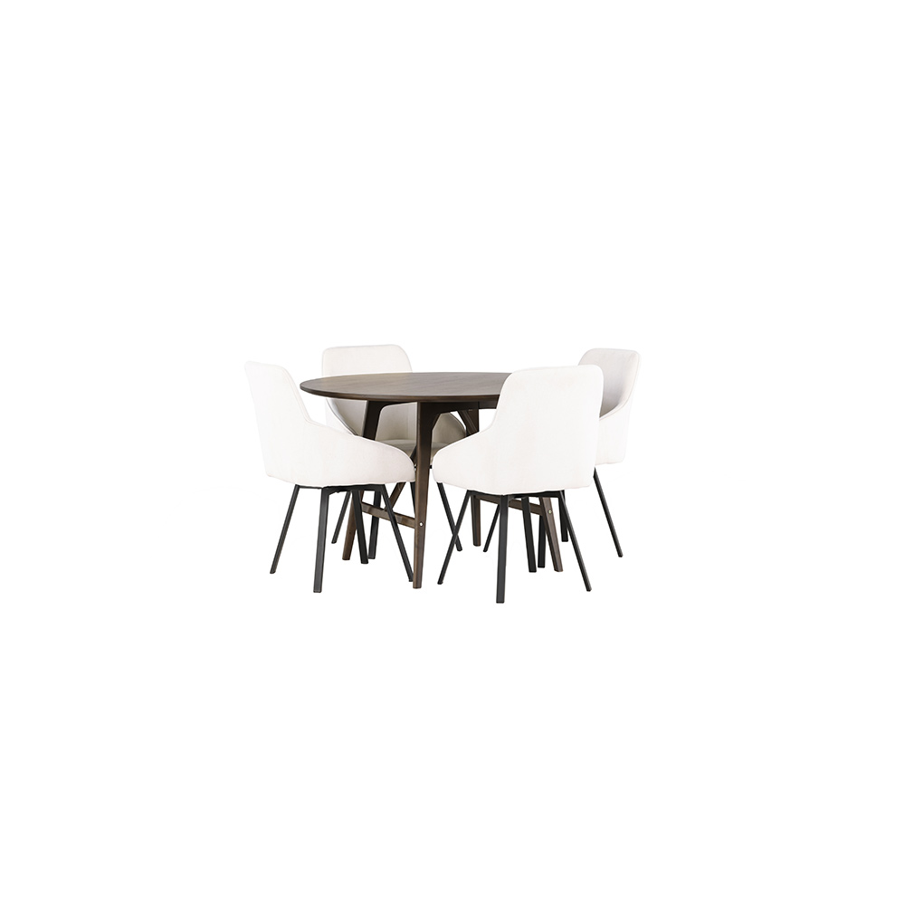 Matgrupp Venture Home Kaseidon Ø100 cm med 4 st Rosie stolar