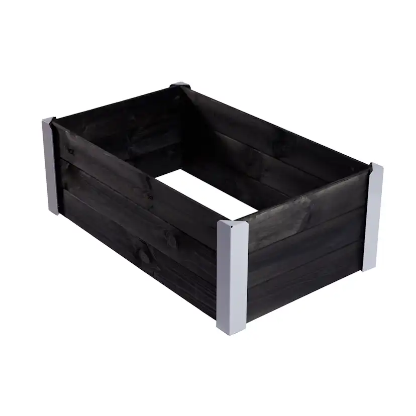 Odlingslåda Hortus Trä Grundmålad Svart 33x93x53 Med Metallhörn