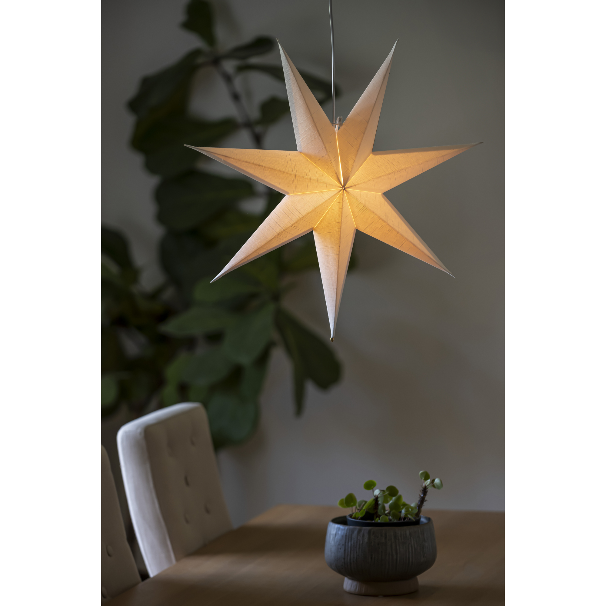 Pappersstjärna vit 60cm Höjd: 60 cm, Färg: Vit