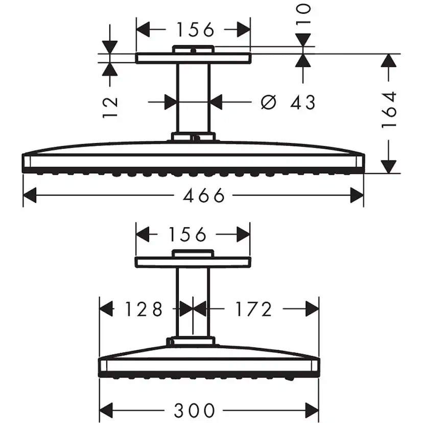 Huvuddusch Hansgrohe Rainmaker Select 460 2-jet för Takmontage