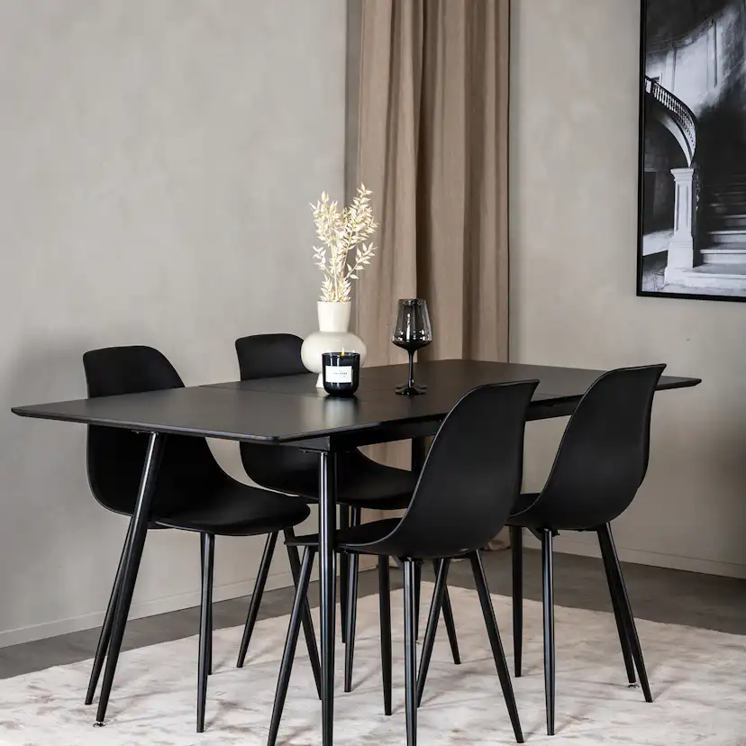 Matgrupp Venture Home Silvia med Iläggsskiva och 4 Pop Stolar