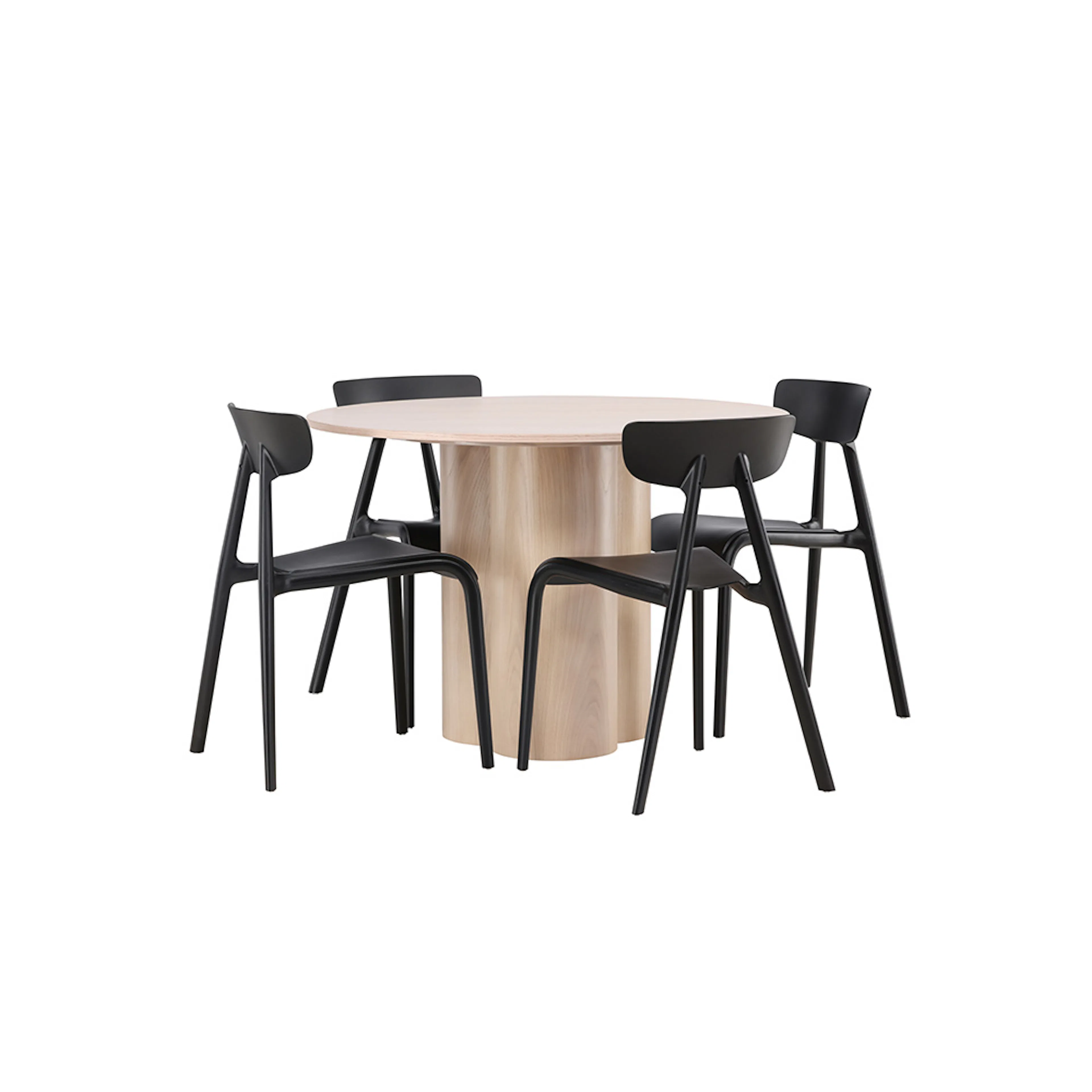 OliviaDiningTable-WhiteWashVeneer+UrsholmenDiningChair-Black Naturt/Svart
