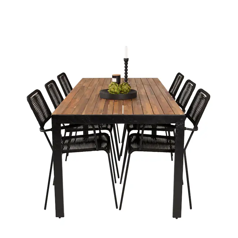 Bois Dining table 200*100cm - Black Legs / Acacia +Lindos A Trä/Svart