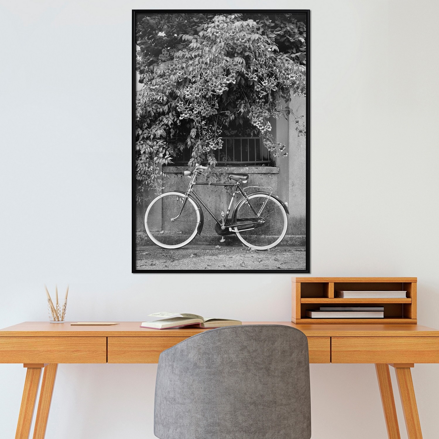Affisch - Bicycle and Flowers [Poster] 40x60 Svart ram, 40x60 cm