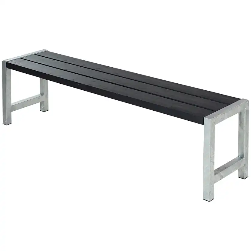 Plankbänk176x38x44 cmTryckimpregnerad grundmålad svart Svart, Utan ryggstöd