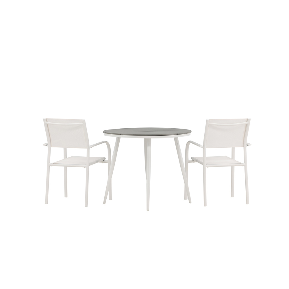 Break - Dining Table Round- White / Grey - Alu / Aintwood - Vit