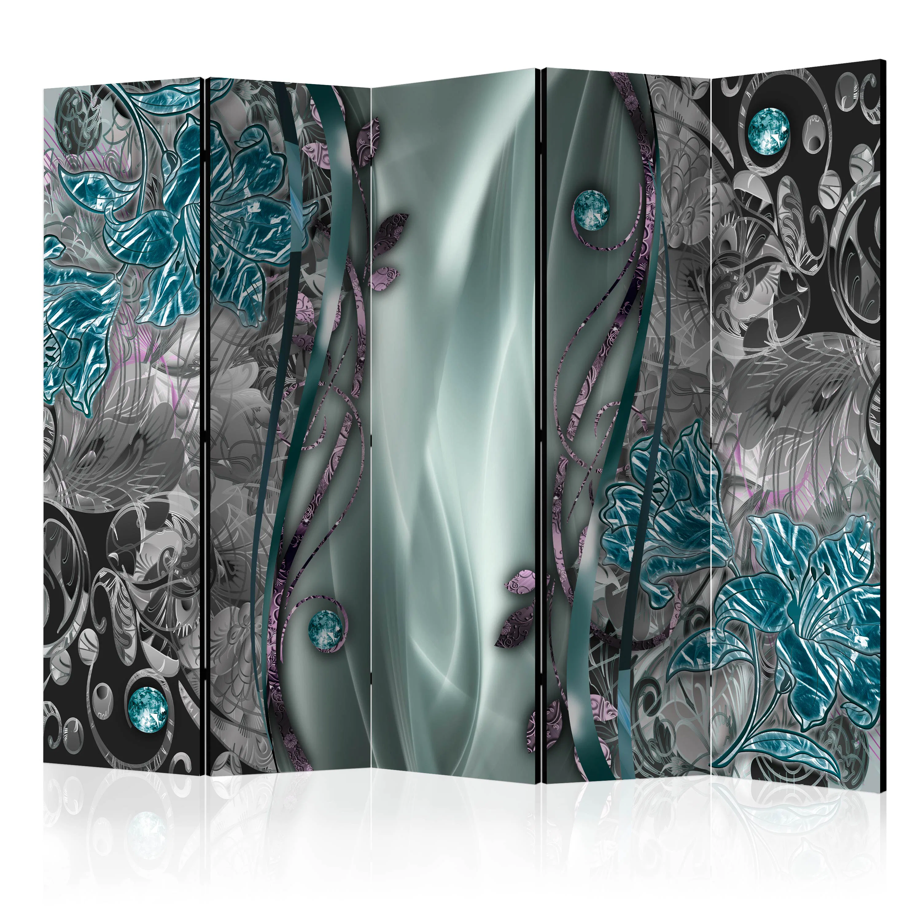 Rumsavdelare Arkiio Floral Curtain Turquoise II 225x172 cm