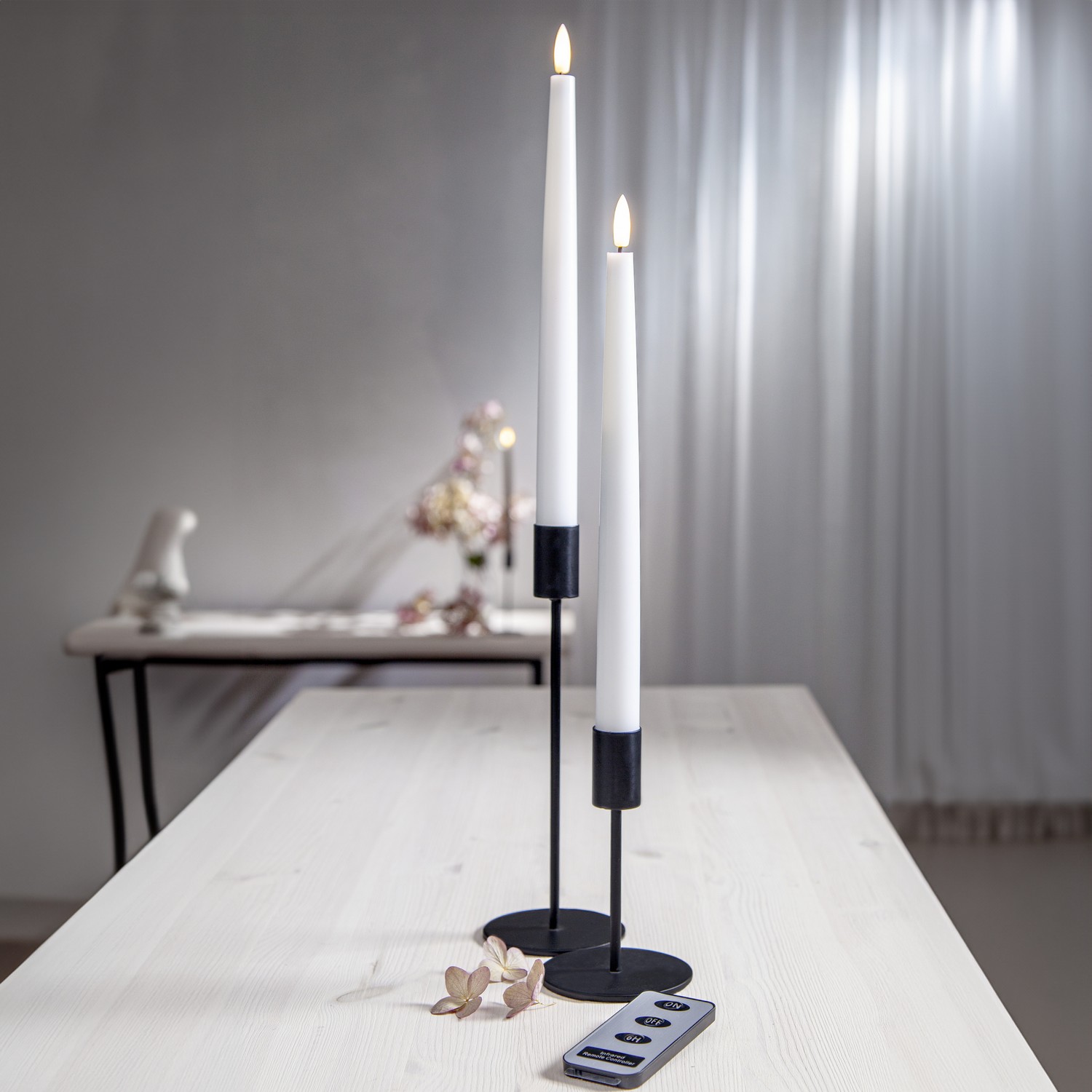 LEDAntikljus2p Flamme Slim Vit
