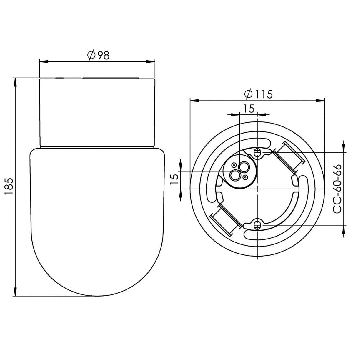 Vägg-/Taklampa Ifö Electric Fridhem IP54 Rak E27