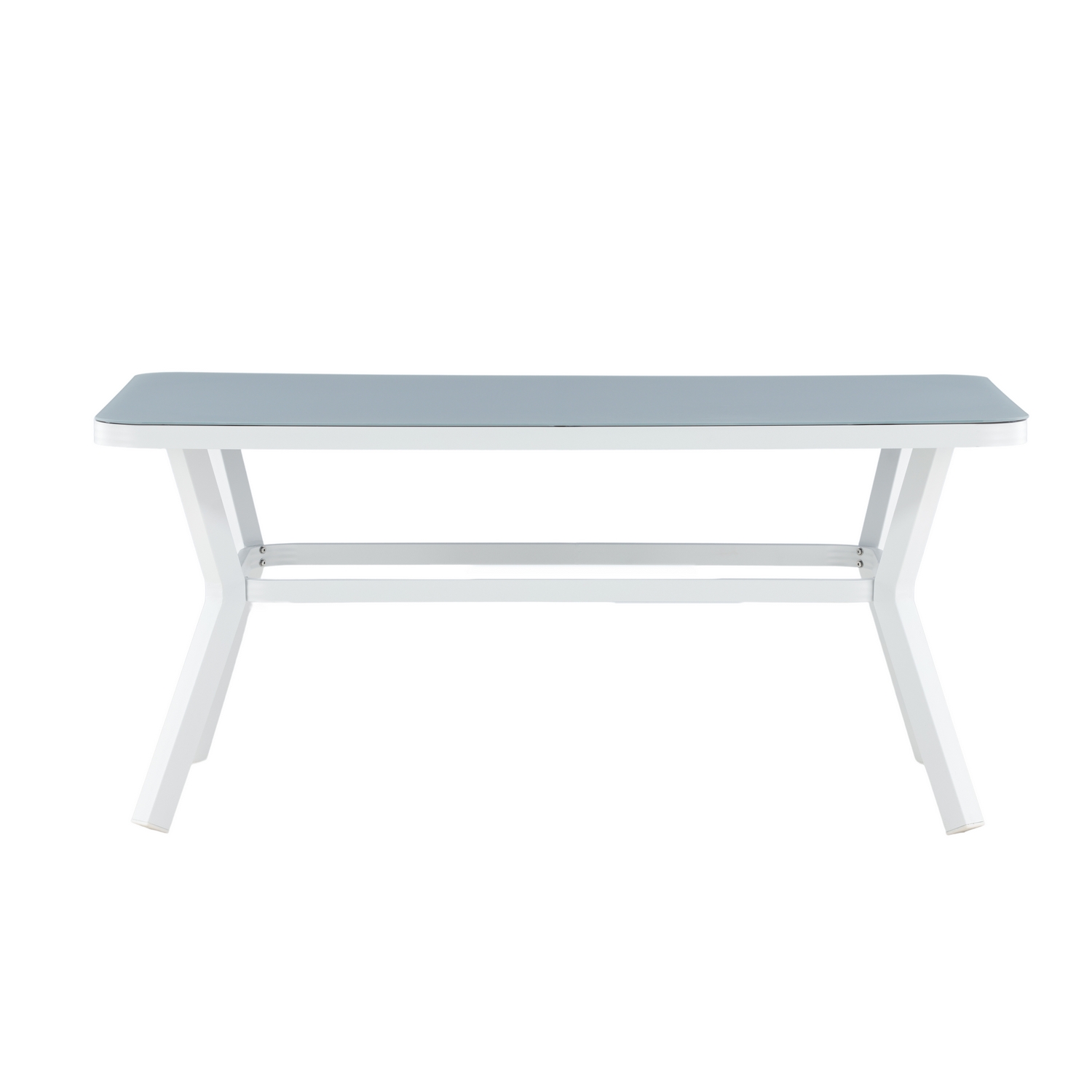 Virya Dining Table - White Alu / Grey Glass - small table Vit