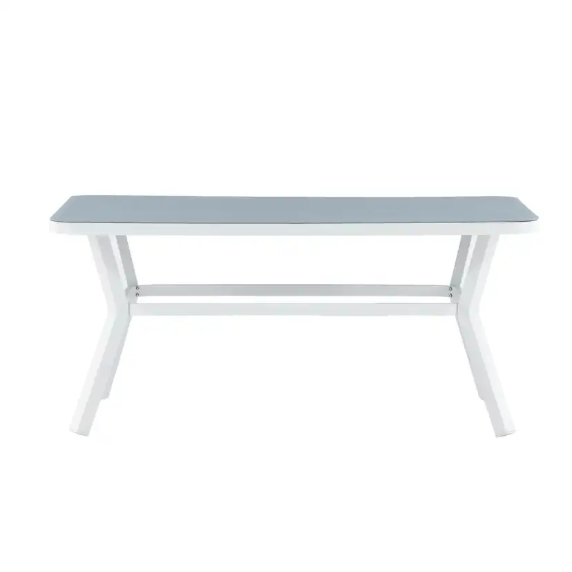 Virya Dining Table - White Alu / Grey Glass - small table Vit