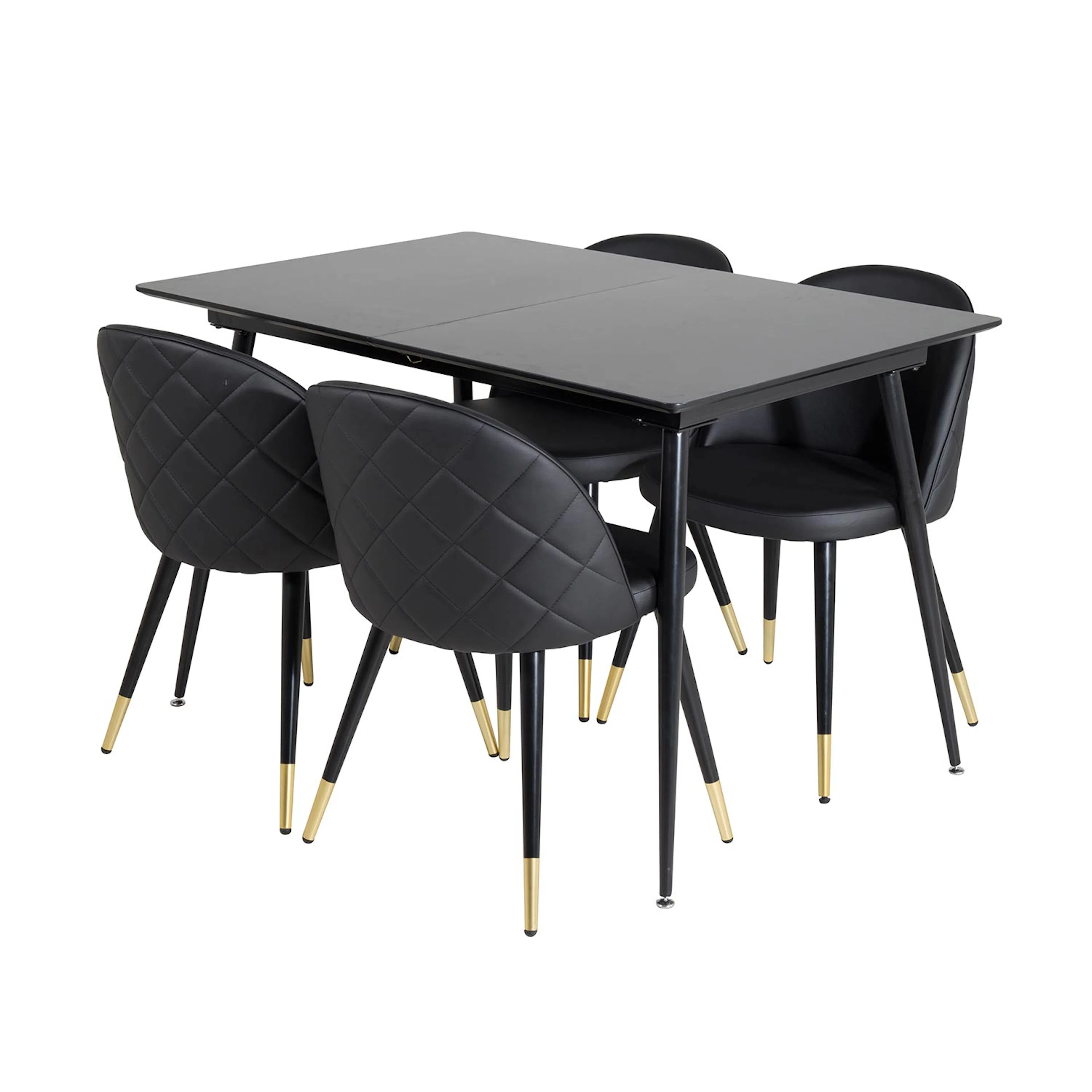 Matgrupp Venture Home Silvia med Iläggsskiva och 4 Valentina Stolar Konstläder