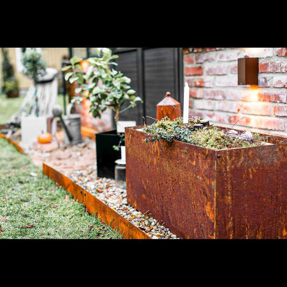 Rabattkant Skotte Garden Corten Odlingskant 4-pack, Rostfärg, 18x100 cm