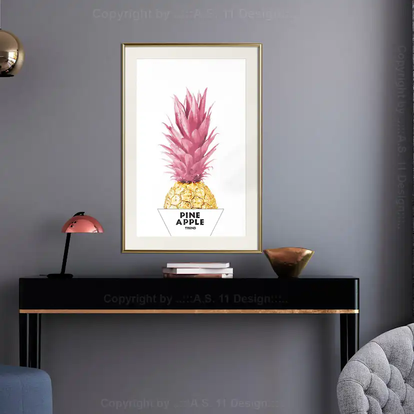 Poster Artgeist Affisch Golden Pineapple