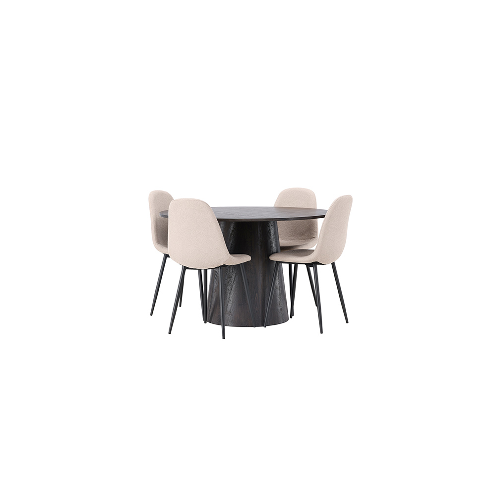Matgrupp Venture Home Lanzo Ø120 cm med 4 st Polar stolar