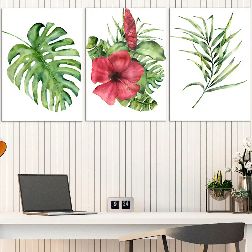 Tavla Arkiio Red Hibiscus 3 delar 120x60