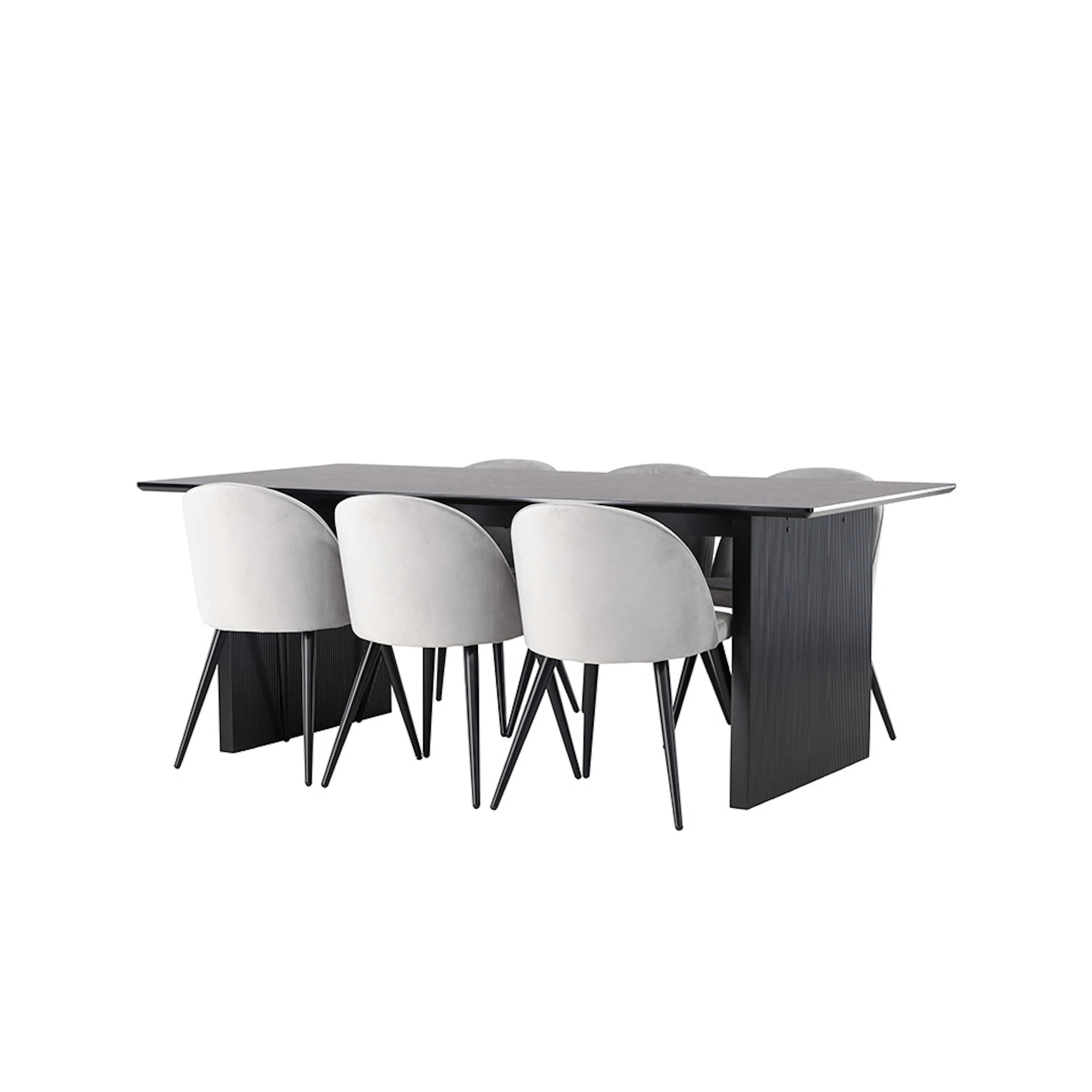 Vail Dining Table - Black / Smoked Black MDF +Velvet Dining Svart/Grå