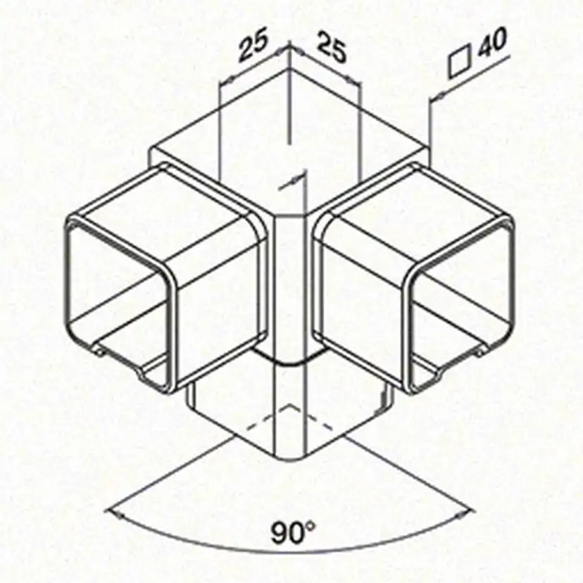 Koppling Herrljunga Ledstångsfabrik 90° 3-väg Utomhus