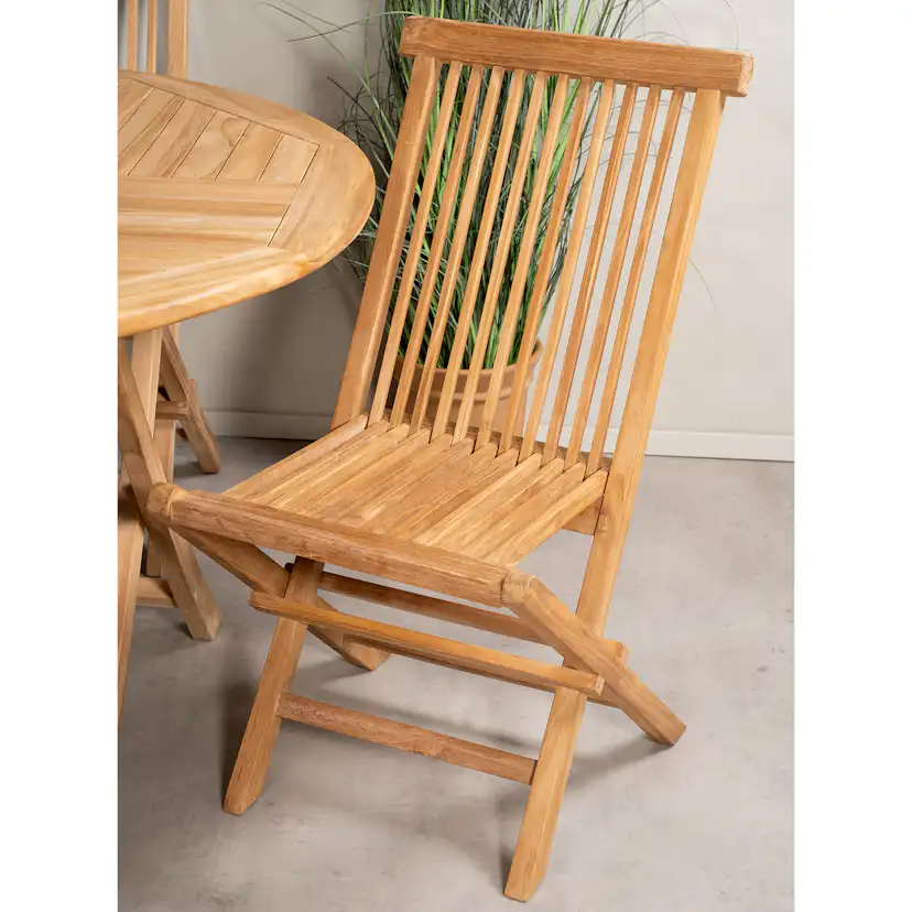 Matgrupp Venture Home Kenya Ø120 cm Teak med 4 Kenya Fällbara Stolar
