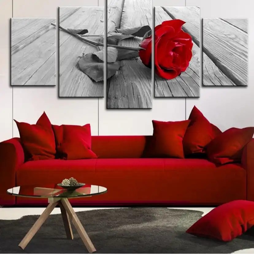 Tavla Arkiio Rose On Wood Wide Red 5 delar