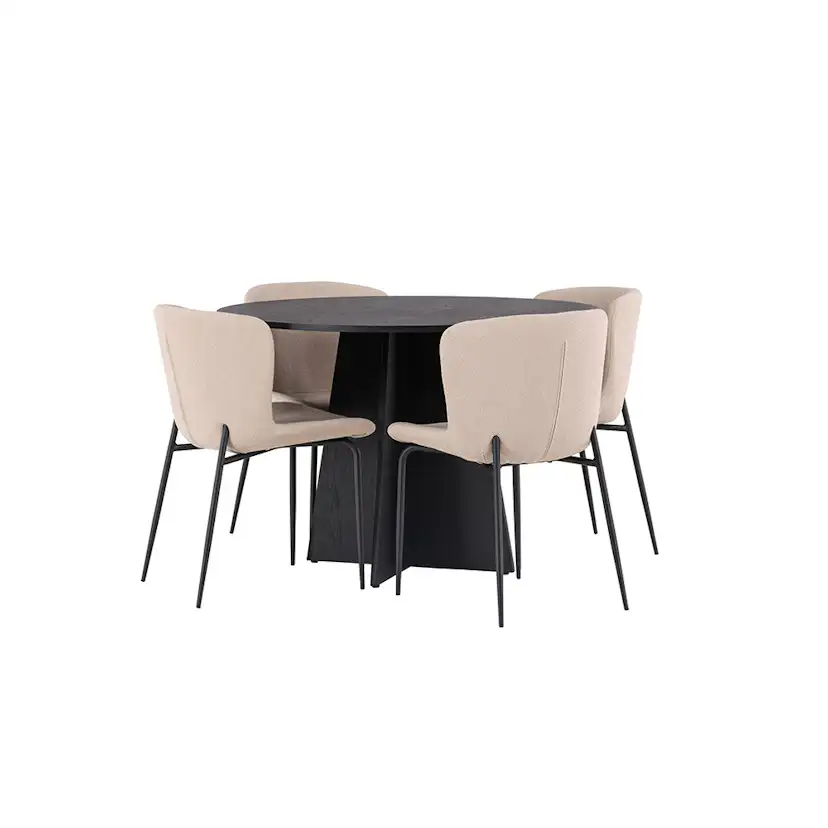 Matgrupp Venture Home Bootcut Ø110 cm med 4 Modesto Stolar