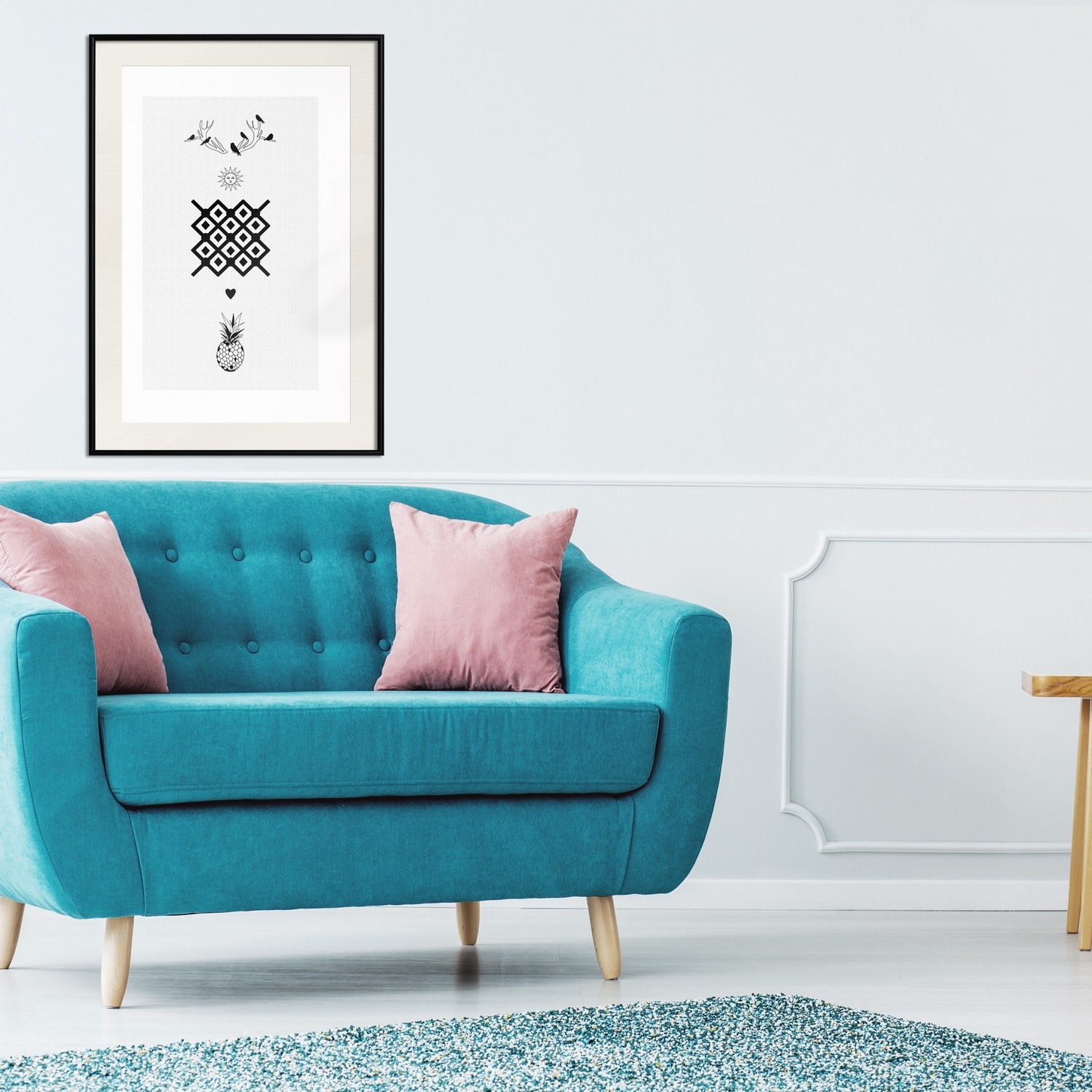 Affisch - Happiness [Poster] 20x30 Svart ram med passepartout, 20x30 cm