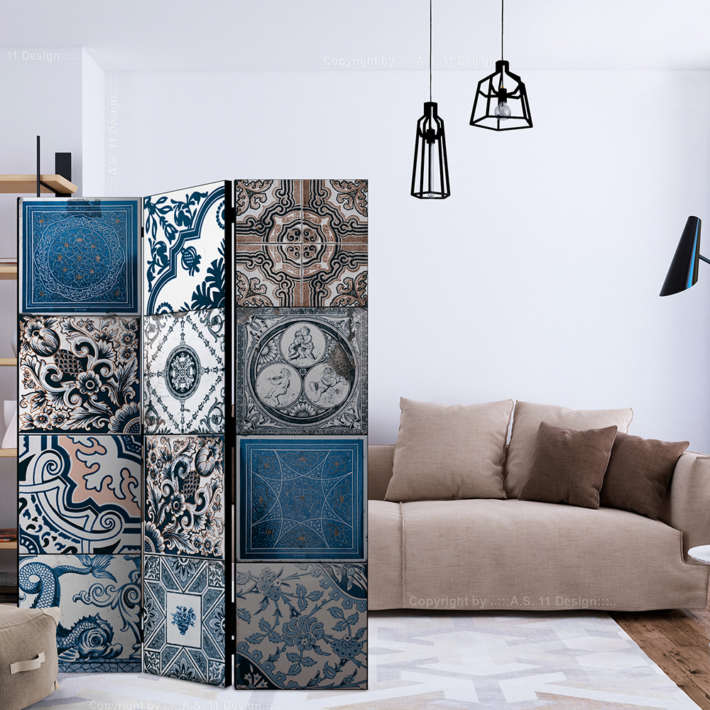 Rumsavdelare Skärmvägg Arkiio Blue Arabesque 135x172 cm