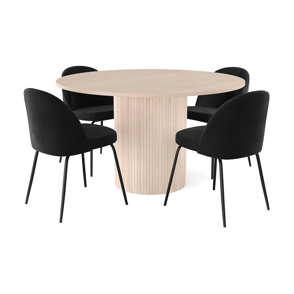 Kopparbo Matgrupp 130 cm Rund inkl 4 Felipe Stolar Svart/Natur