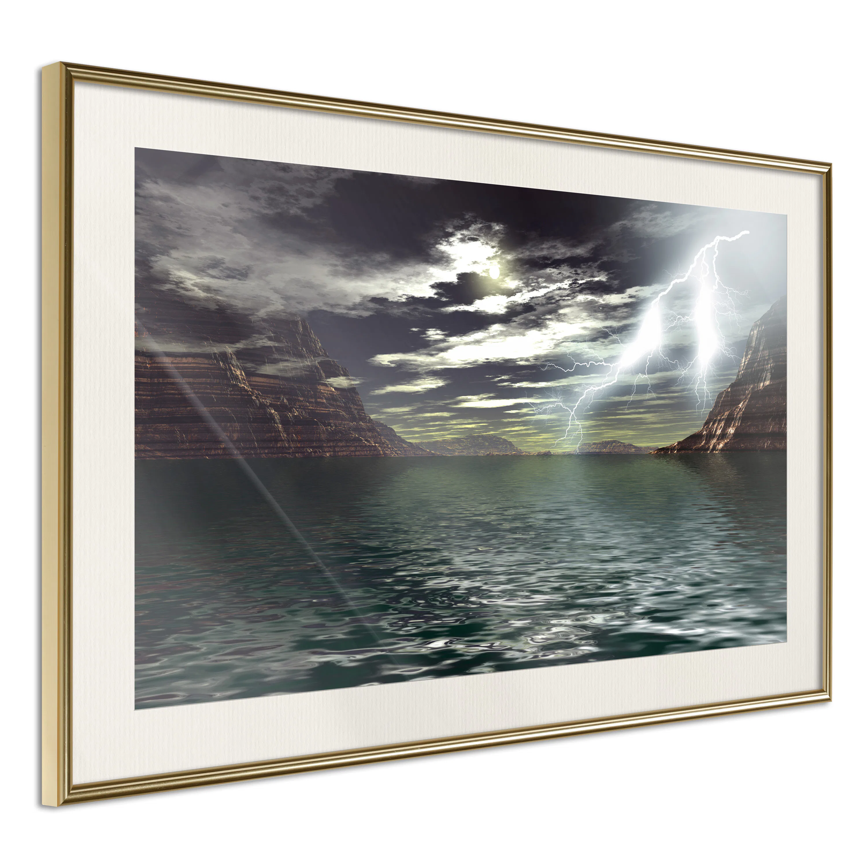 Poster Artgeist Affisch Storm on the Lake