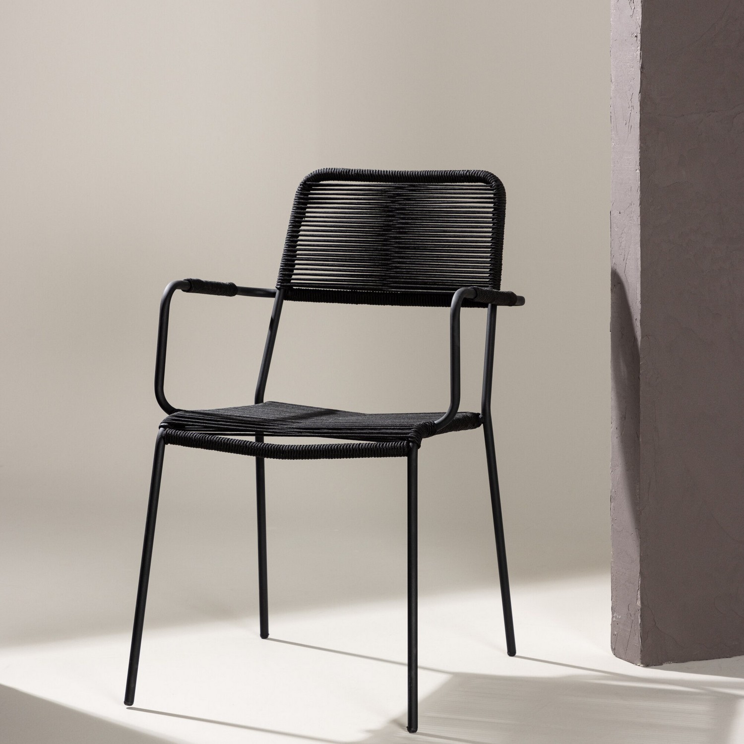 Lindos Armchair - Black Alu / Black Rope Svart