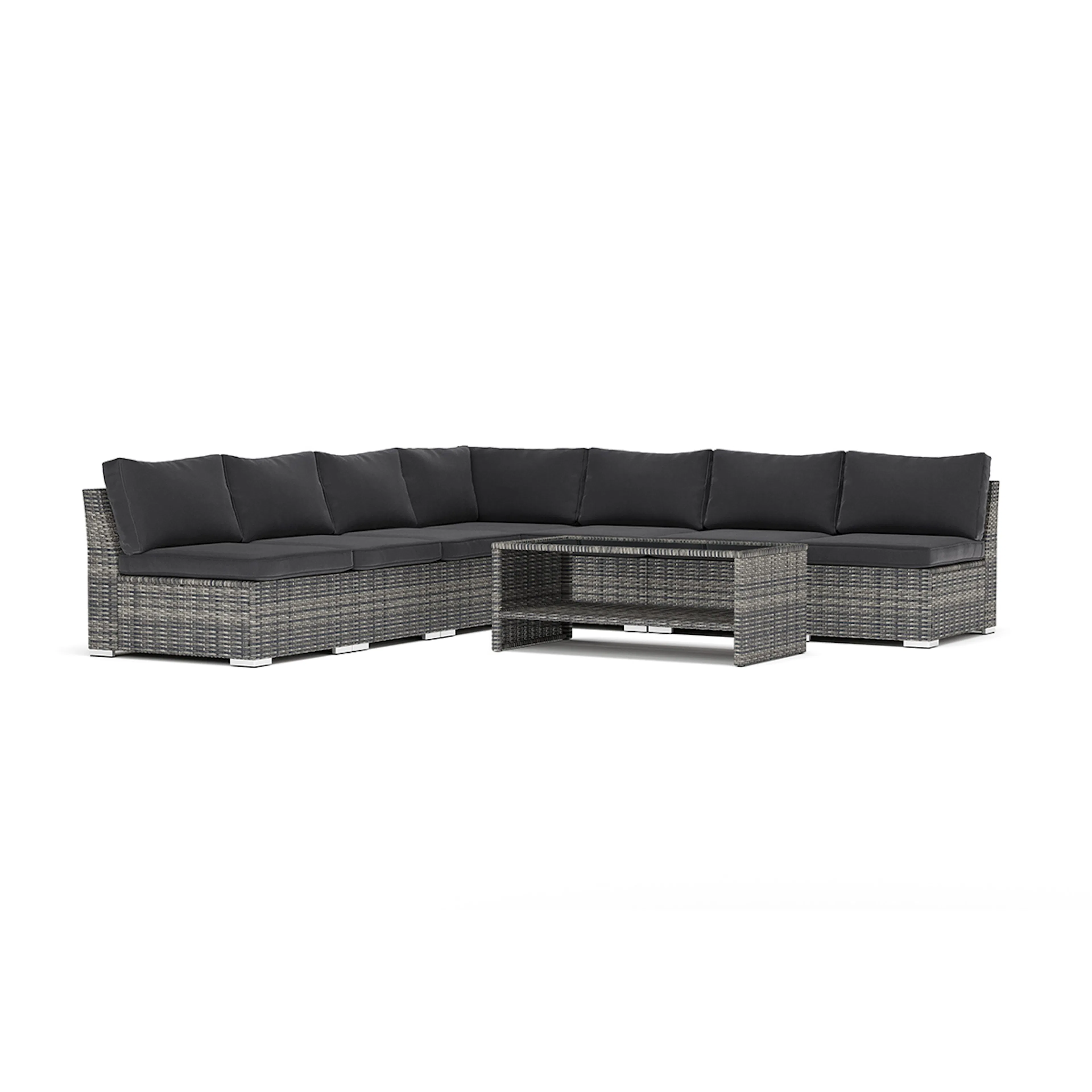 Loungesoffa Comfort Garden Wisconsin utomhus hörnsoffa 7-sits vändbar med öppet avslut