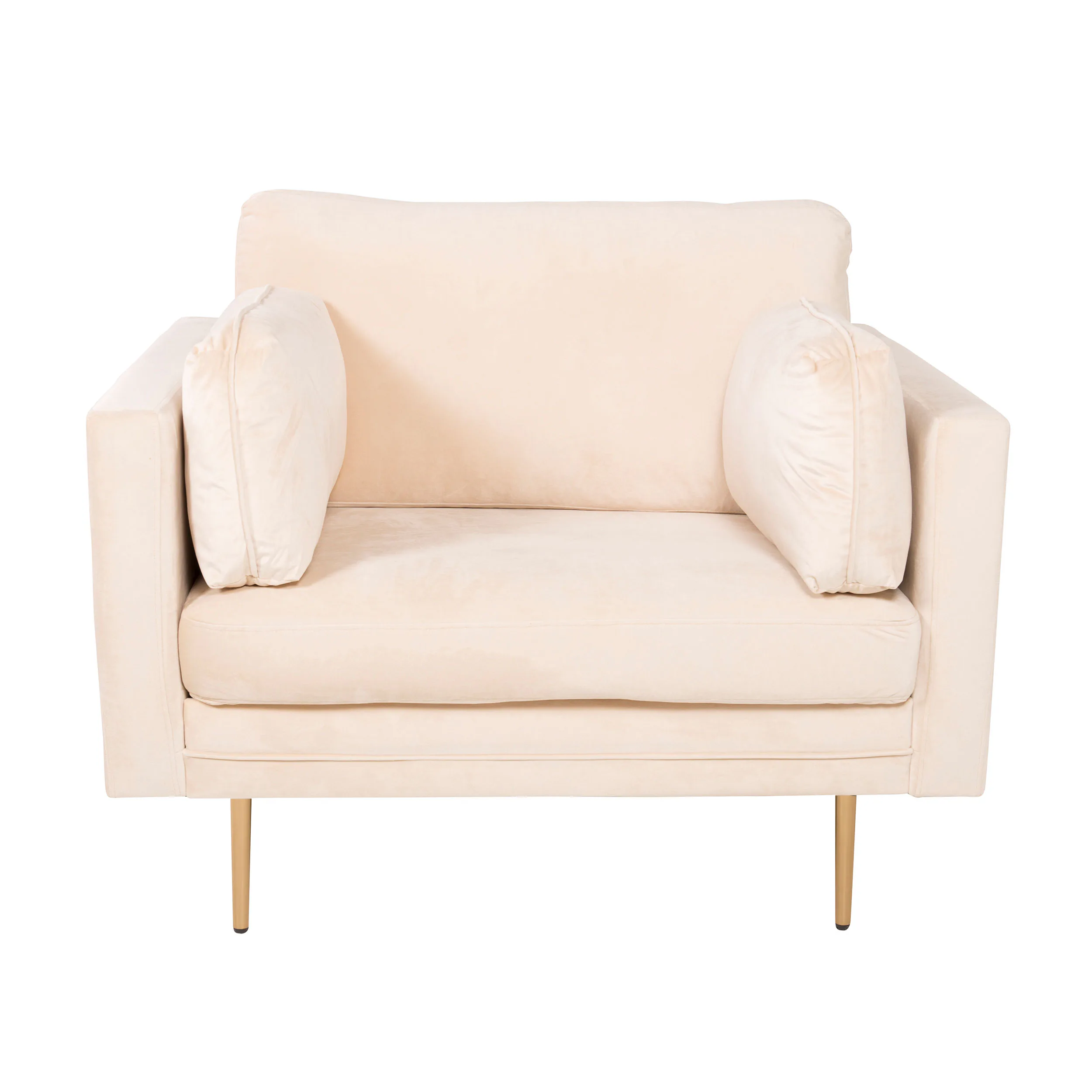 Boom- Fåtölj- Sammet Beige/Mässing