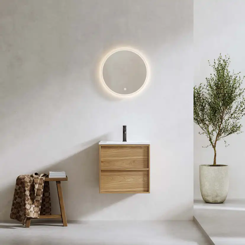 Möbelpaket Bathlife Tvättställsskåp Charm med Tvättställ och Spegel Skina