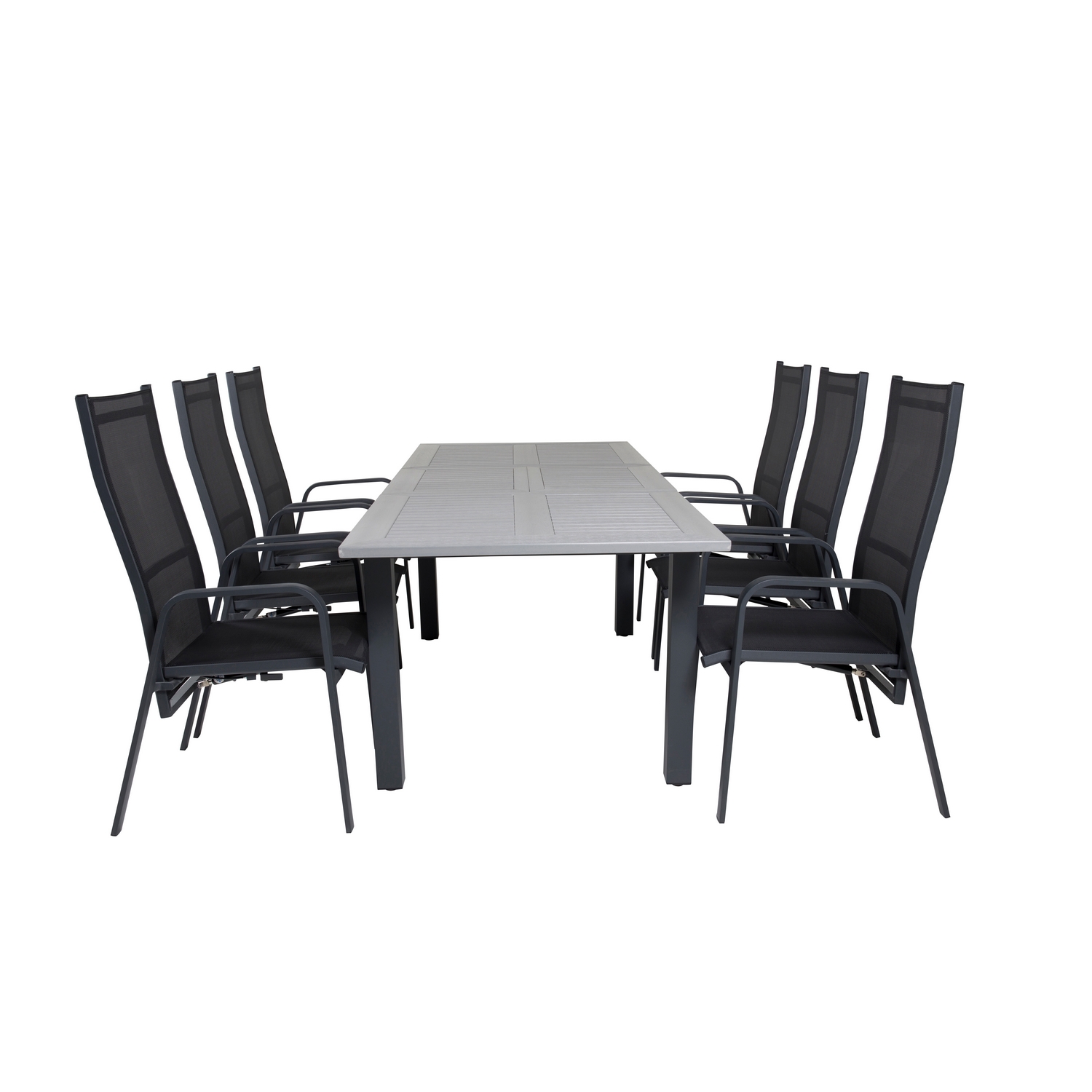 Albany Dining Table 160/240*100 - Svart Alu / Grey Aintwood+ Svart/Grå