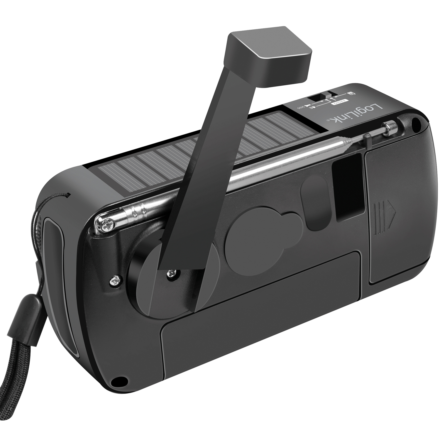 Vevradio LogiLink med Ficklampa och Solcell