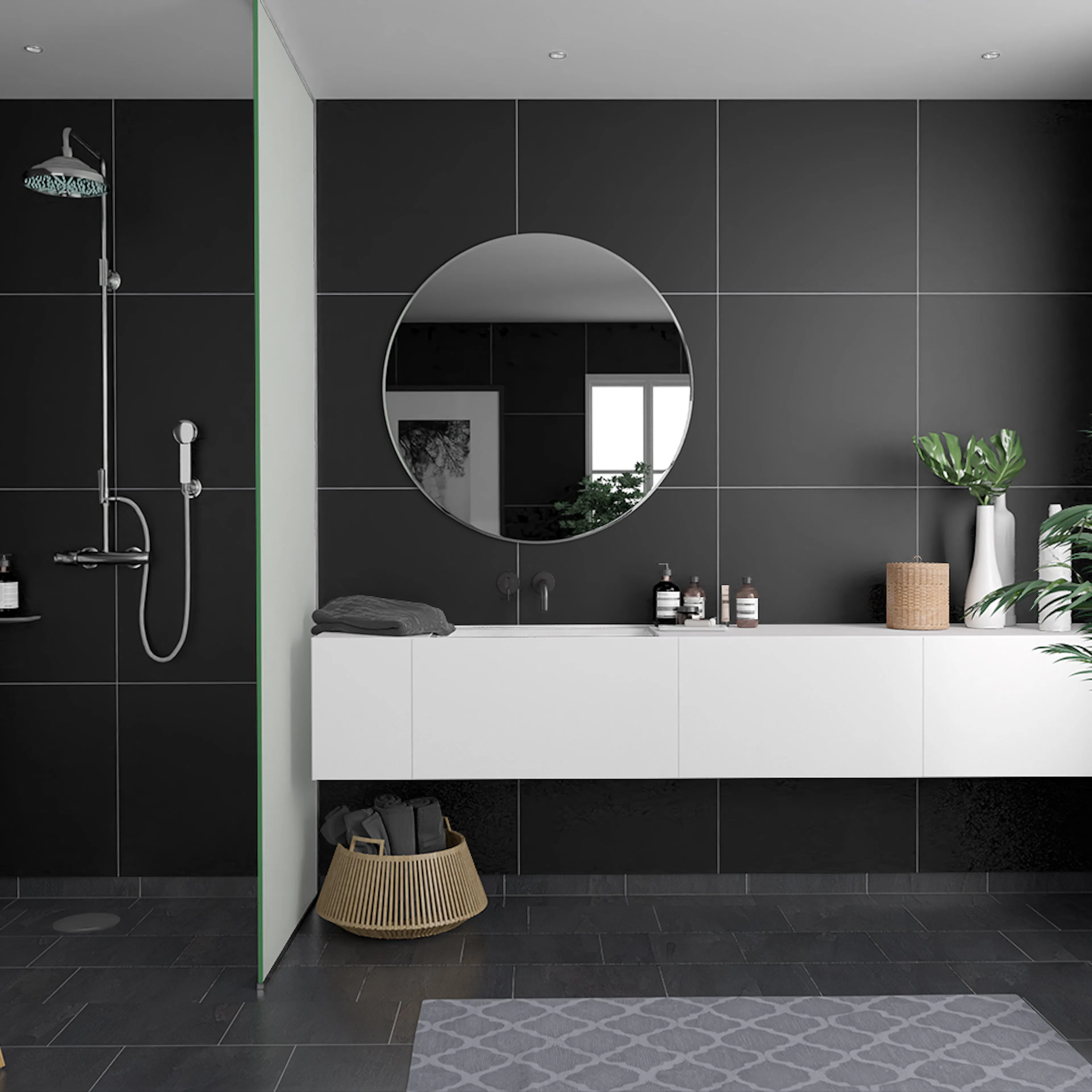 Våtrumsskiva Fibo Black 2024-M6060 S