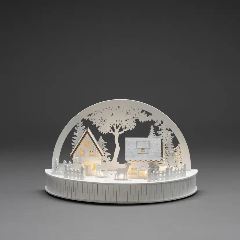 Julby Gnosjö Konstsmide Motiv Hus och Snögubbe 5 LED Vit