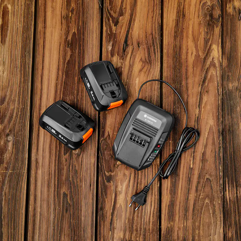 Startkit Gardena P4A X2 18V/45 + AL1830 2x2,5Ah Batterier + Snabbladdare