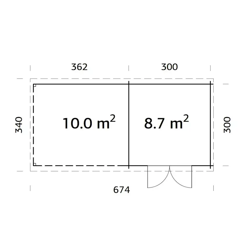 Ella 8,7+10,0 m2 Brun dippad