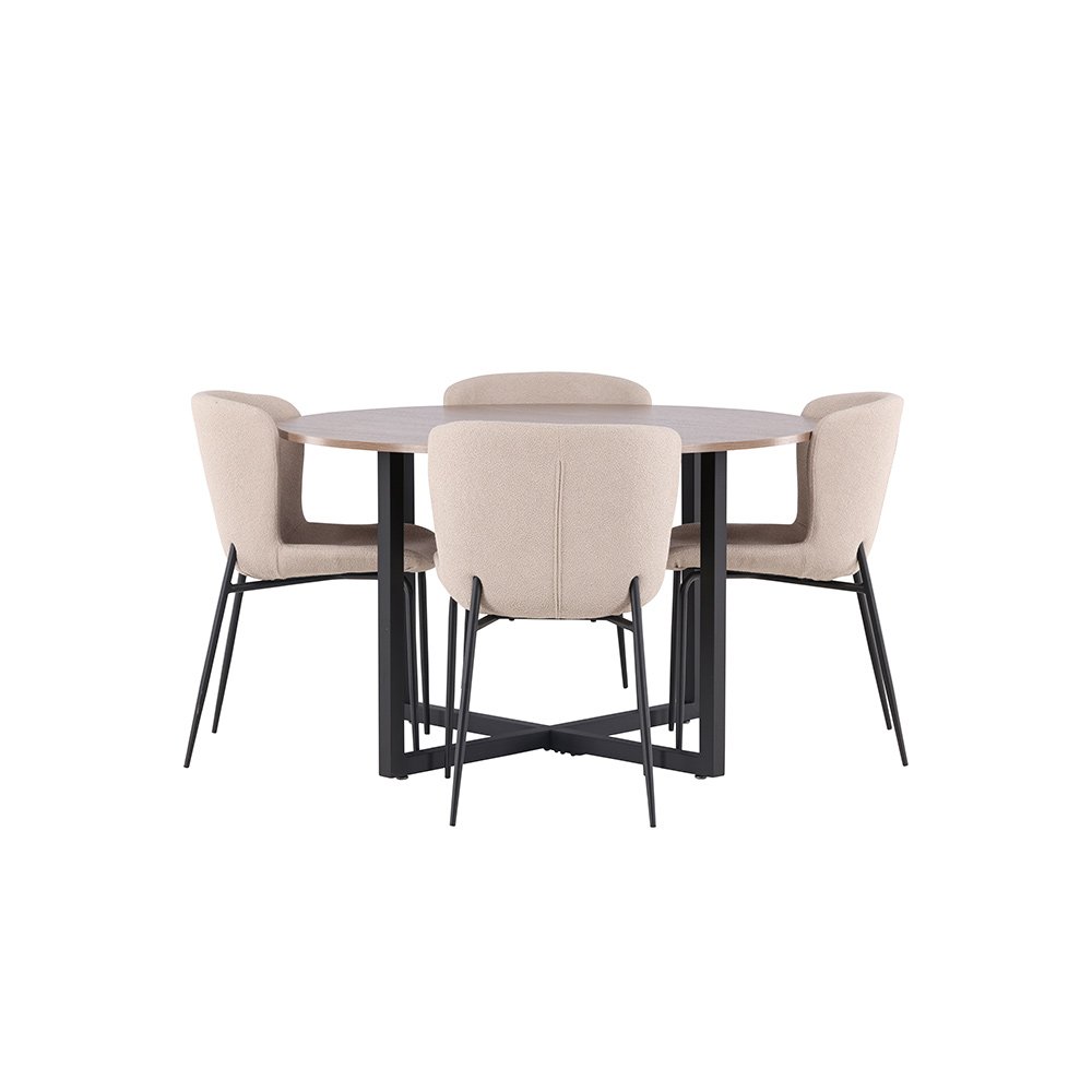 Matgrupp Venture Home Durango Ø 120 cm med 4 Modesto Stolar