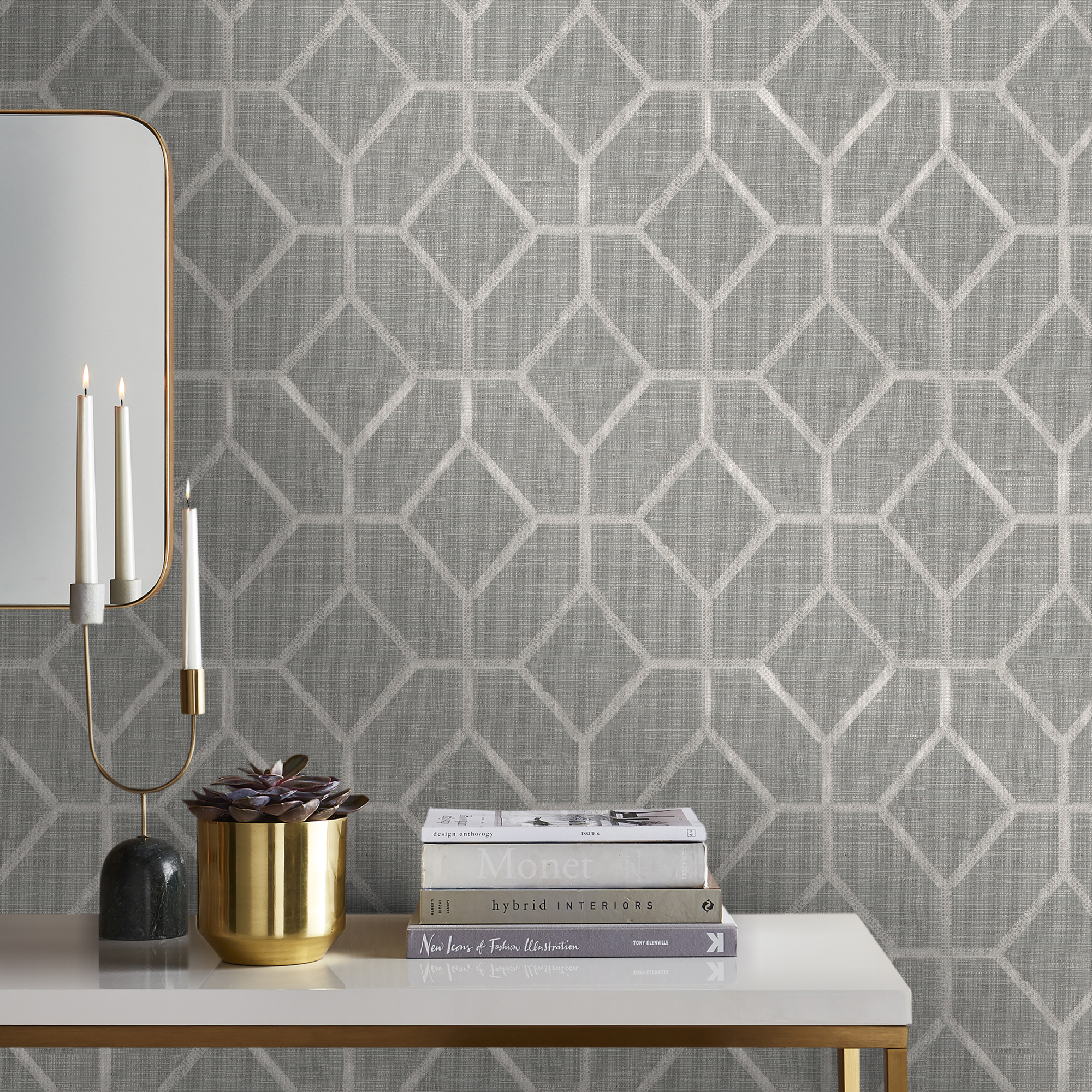 Tapet Sublime Geometrisk Texture Sage Grön 121143