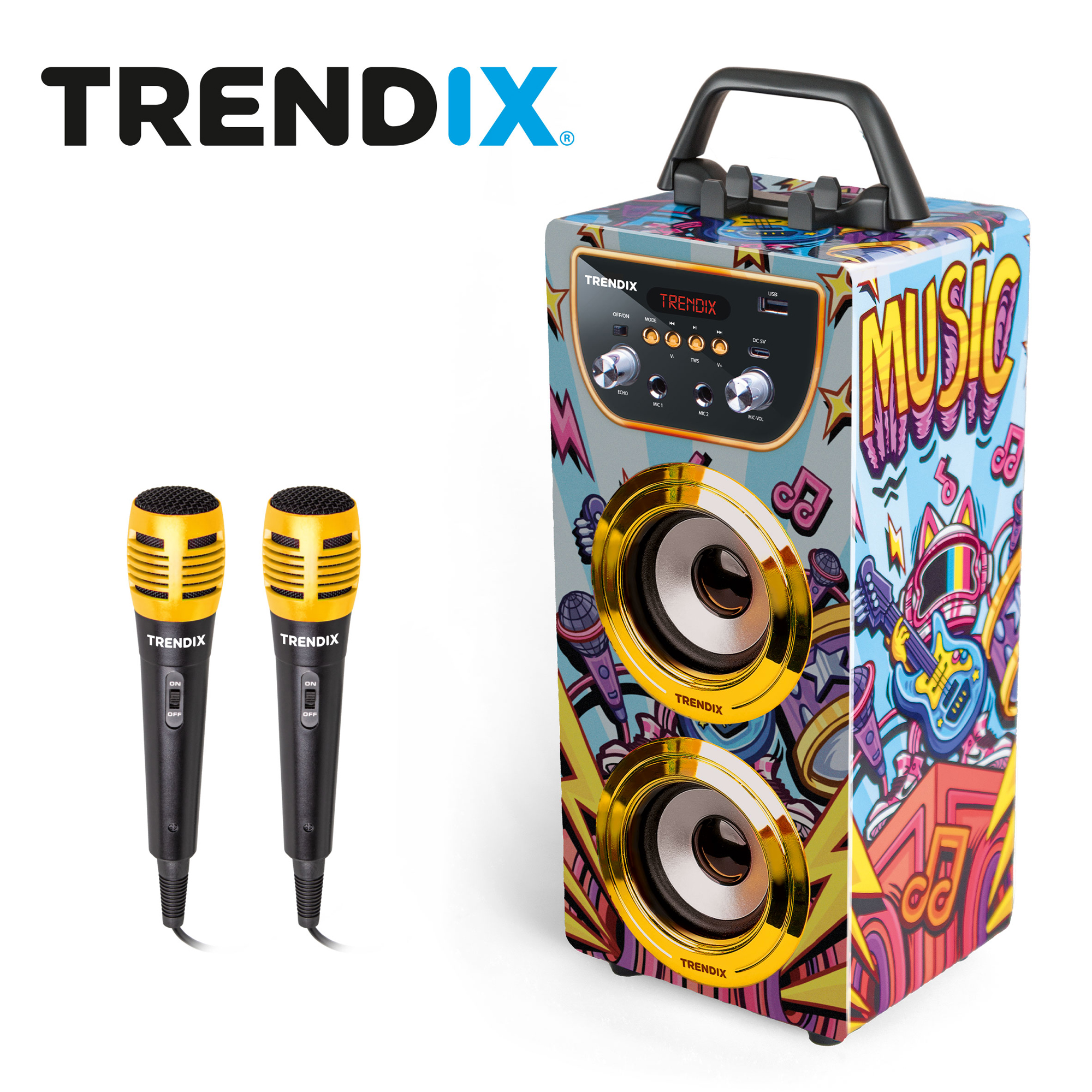 Karaokemaskin Trendix Golden Star Med 2 Mikrofoner
