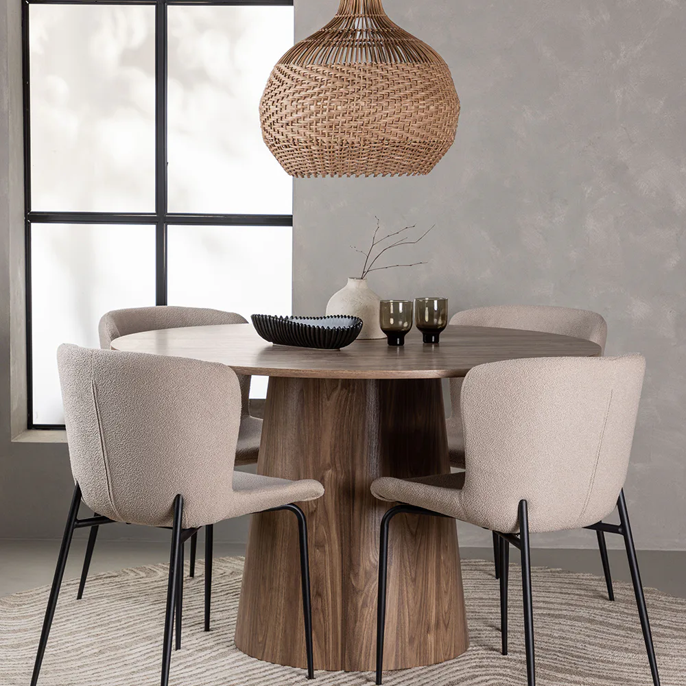Matgrupp Venture Home Lanzo Ø120 cm med 4 st Modesto stolar Beige/Natur