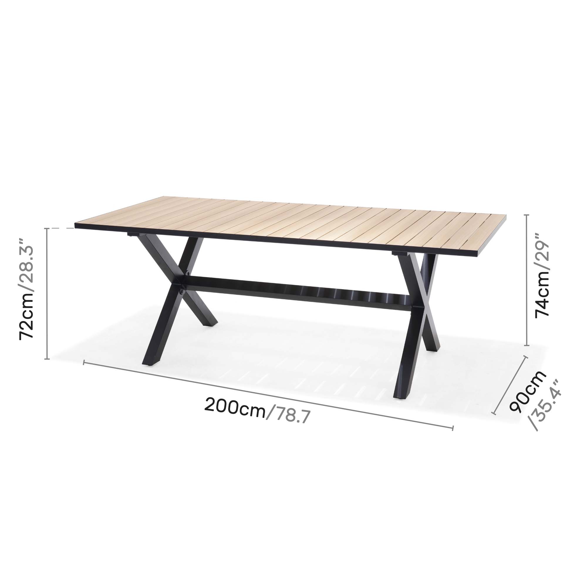 Matgrupp Utomhus LifestyleGarden Panama 200 cm 6 stapelbara karmstolar