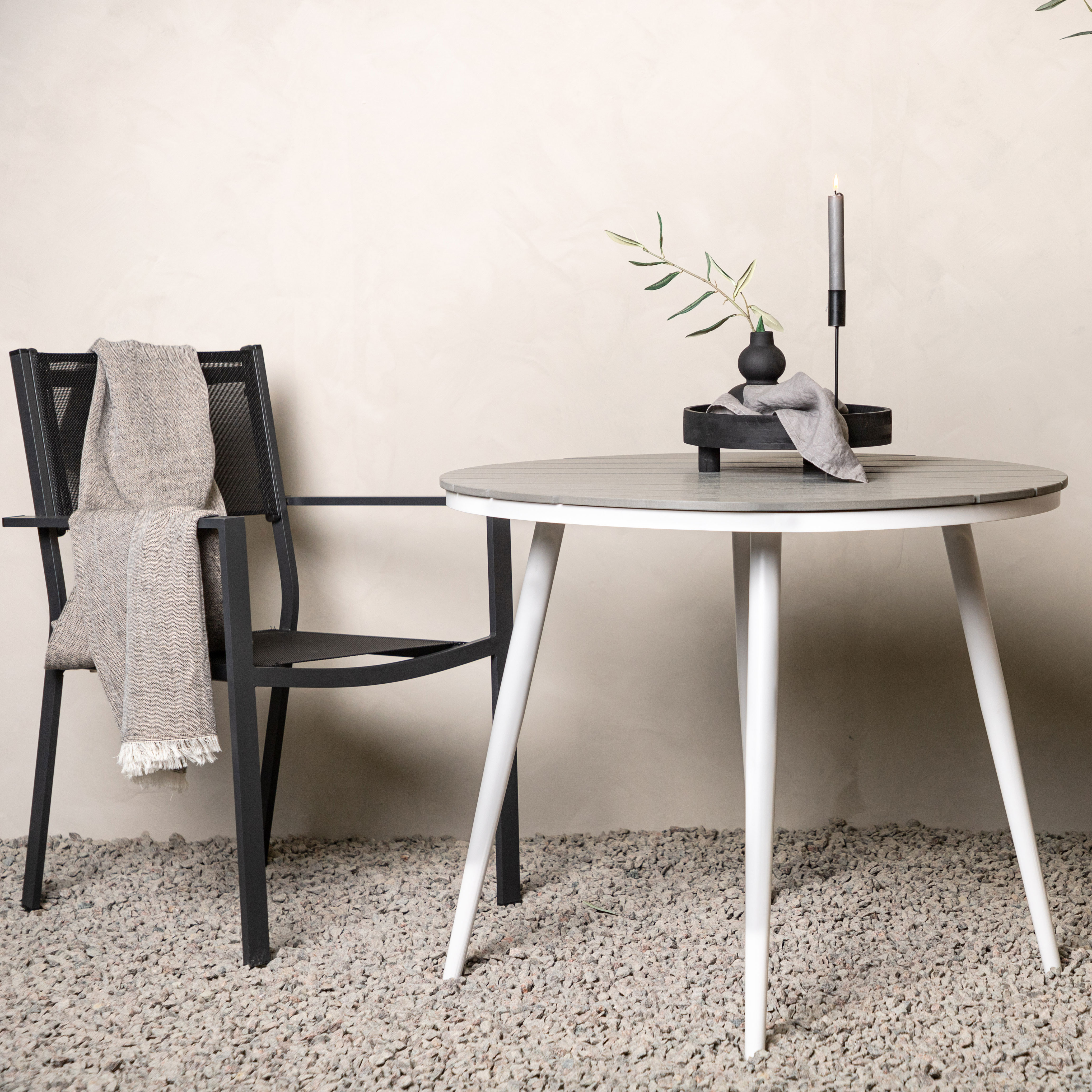 Break - Dining Table Round- White / Grey - Alu / Aintwood - Grå
