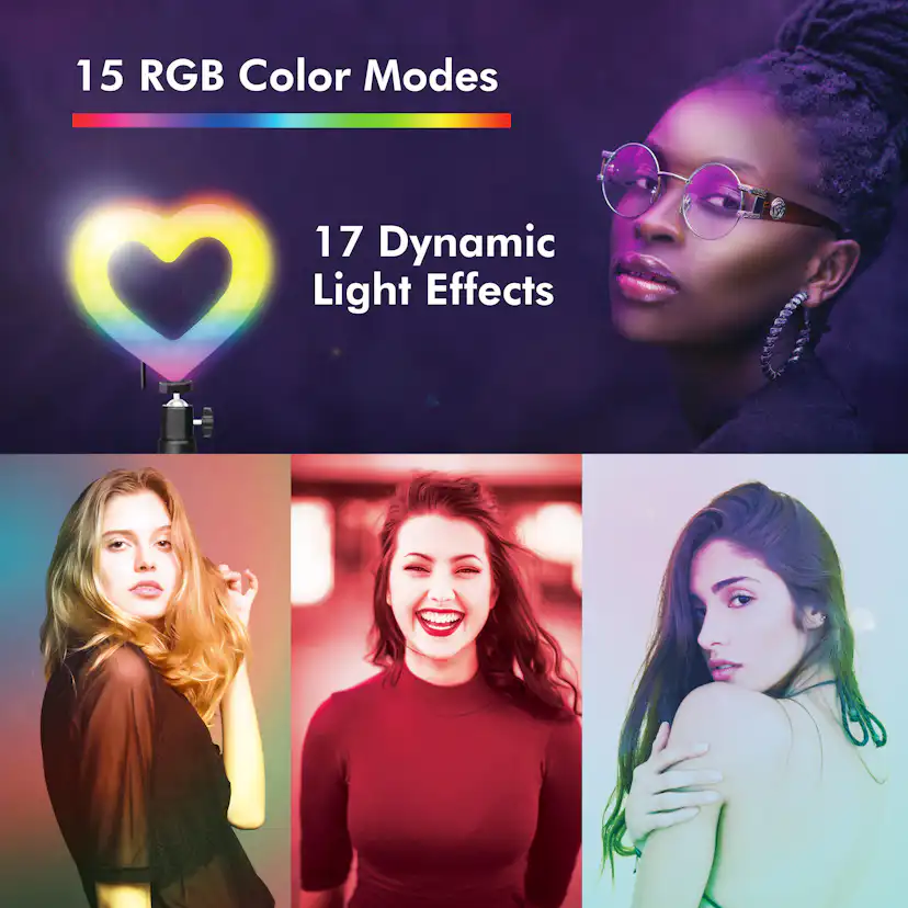 Ljusring LogiLink Hjärtform RGB Med Bordsstativ