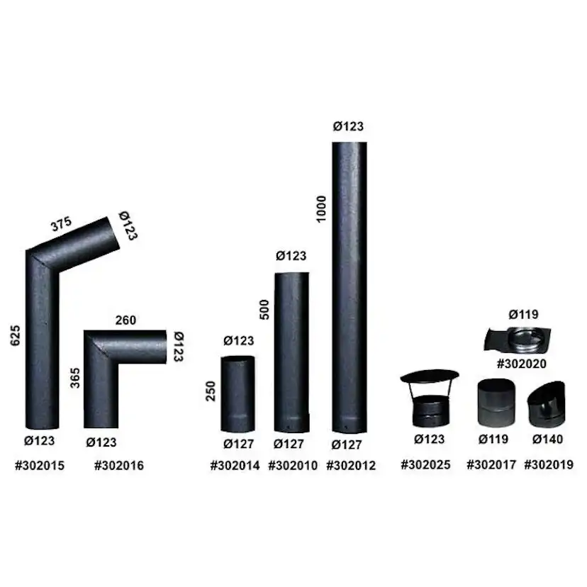Anslutningsrör Narvi Rökrör övergång 119/110 mm