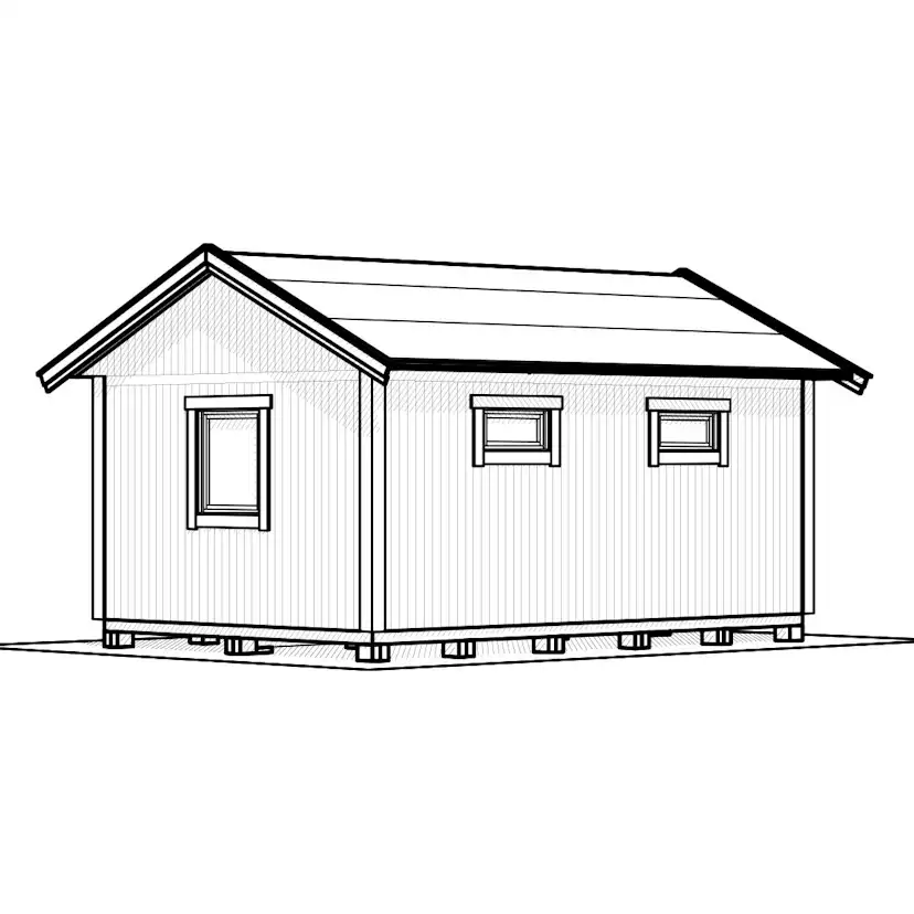 Attefallshus Vibostugan Njuta 25-3 24,3 m² Trähus med Sadeltak