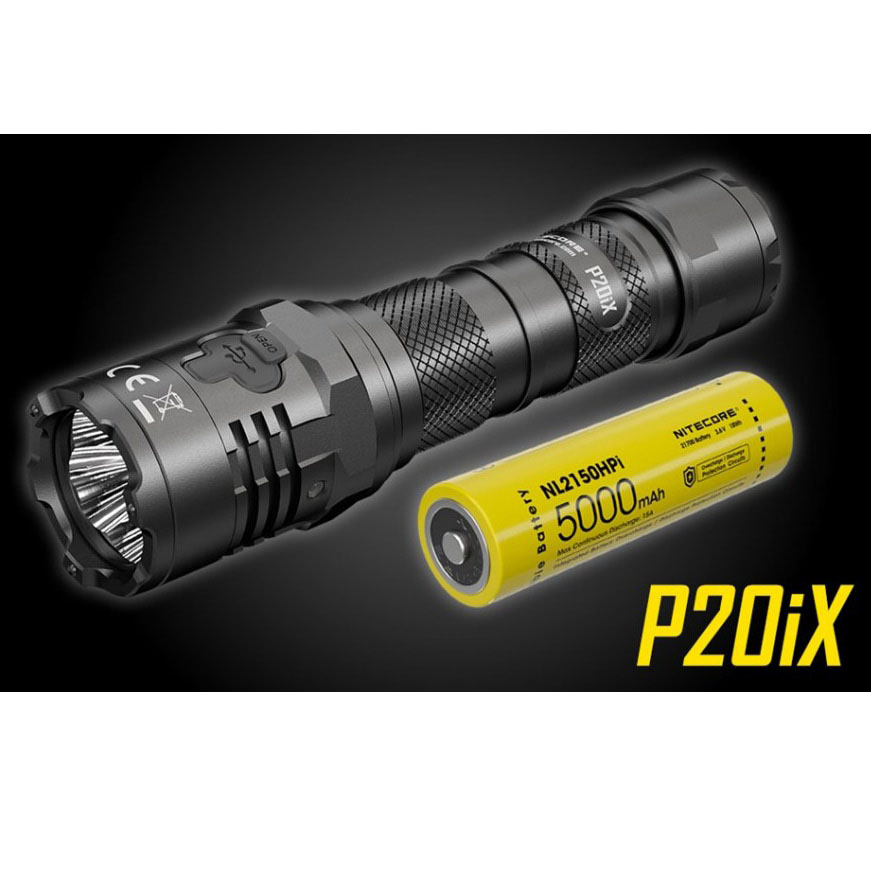 Ficklampa Nitecore P20iX + 5000 mAh NL2150HPi Uppladdningsbart Batteri