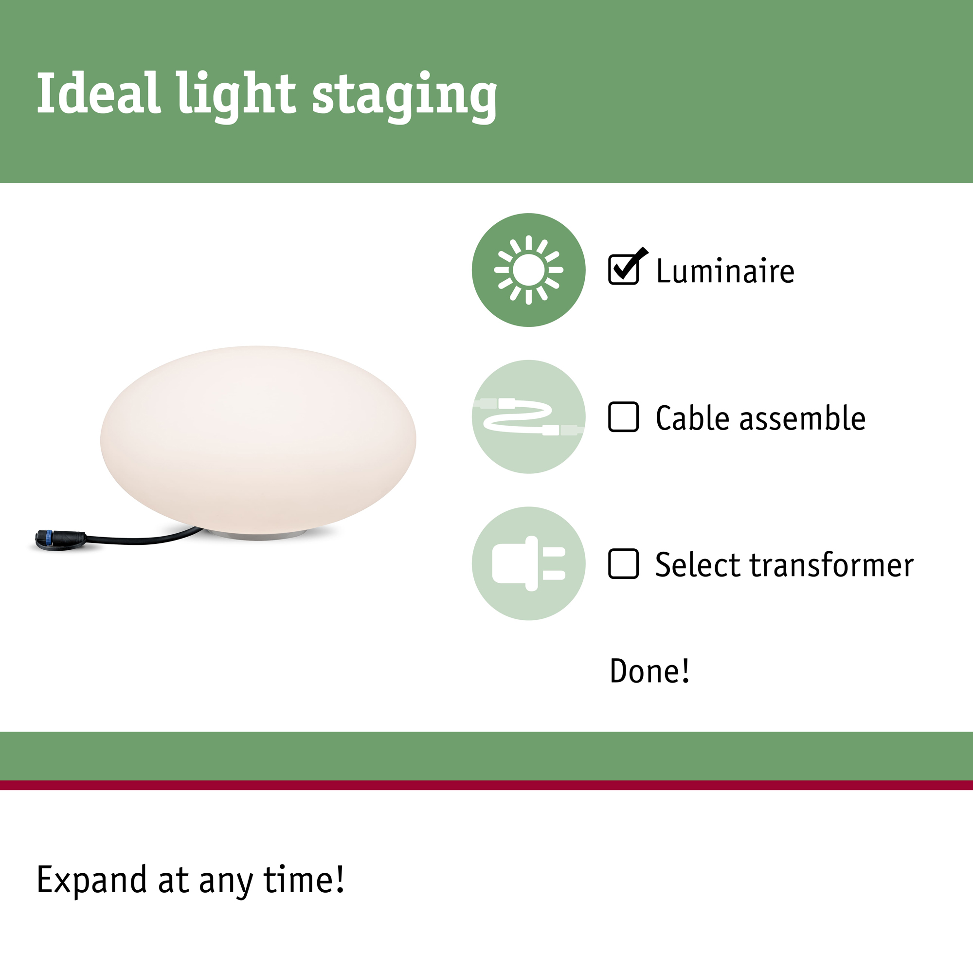 Dekorationsljus LED Paulmann Stone Plug & Shine IP67 24V